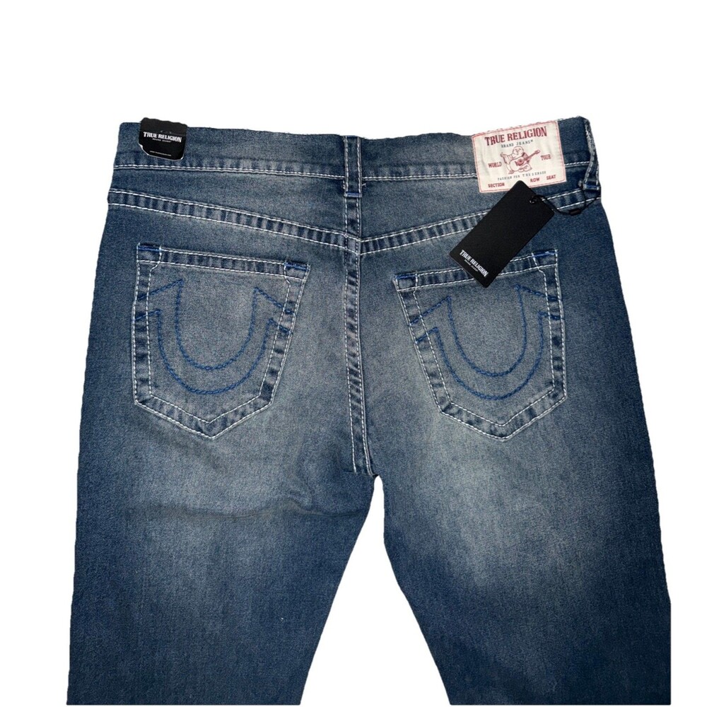 True Religion Jeans Men's 36 Blue Ricky Big T Blue Stitch Straight Denim NWT